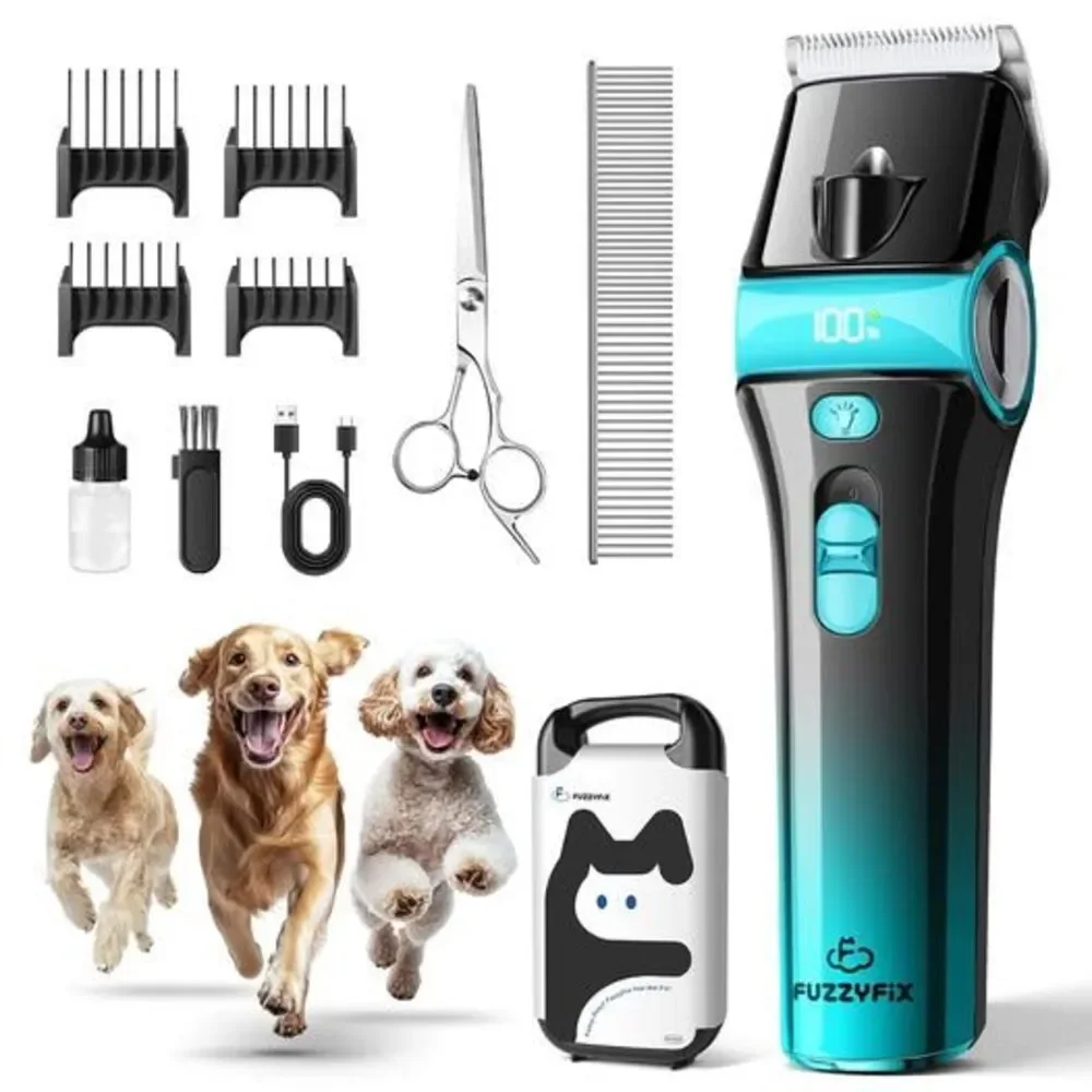 FuzzyFix Dog Clippers for Grooming with 5-in-1 Blade, Grooming Kit with Case